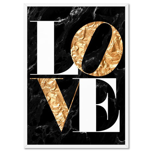 Iconic Love in faux gold & black marble - Art Print - Ozark Home