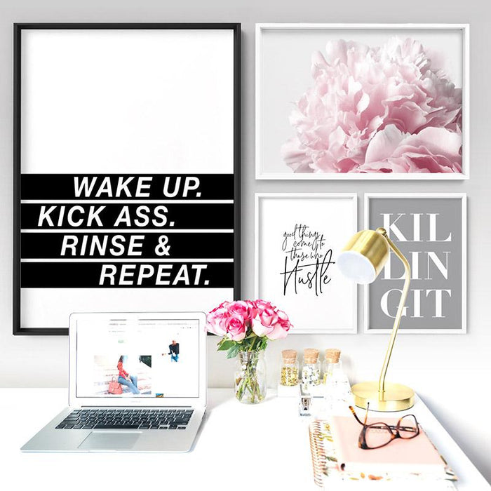 Wake Up, Kick Ass, Rinse & Repeat - Art Print - Ozark Home