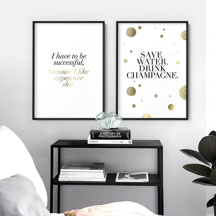 Save Water, Drink Champagne (faux look foil) - Art Print - Ozark Home