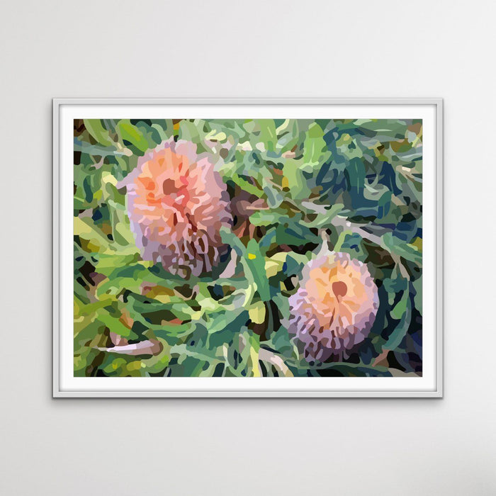 The Banksia Pair - Australian Native Flower Original Artwork By Edie Fogarty Canvas or Art Print