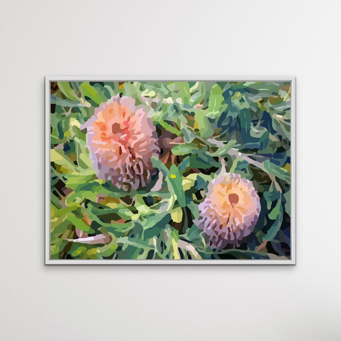 The Banksia Pair - Australian Native Flower Original Artwork By Edie Fogarty Canvas or Art Print