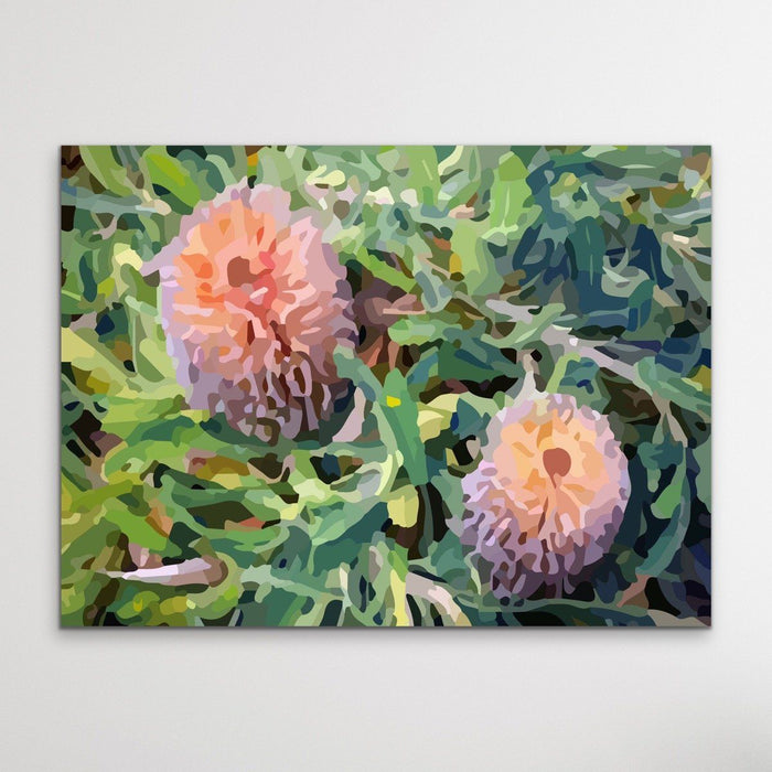 The Banksia Pair - Australian Native Flower Original Artwork By Edie Fogarty Canvas or Art Print