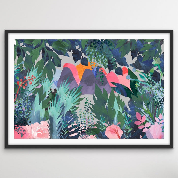 The Day We Left The Jungle - Bright Floral Artwork With Flowers Oil Painting Wall Art Print