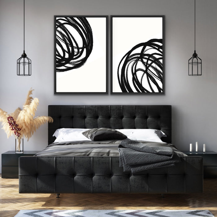 The Heart Of The Matter - Two Piece Black and White Stretched Canvas Wall Art, Wall Art, Ozark Home 