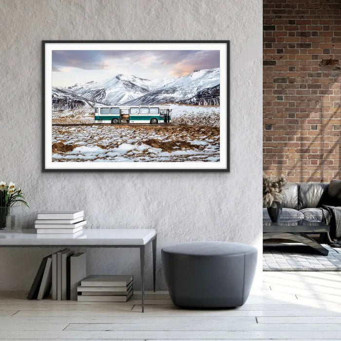 The Last Stop by Paco Herrero - Photographic Print of Bus In Iceland Landscape