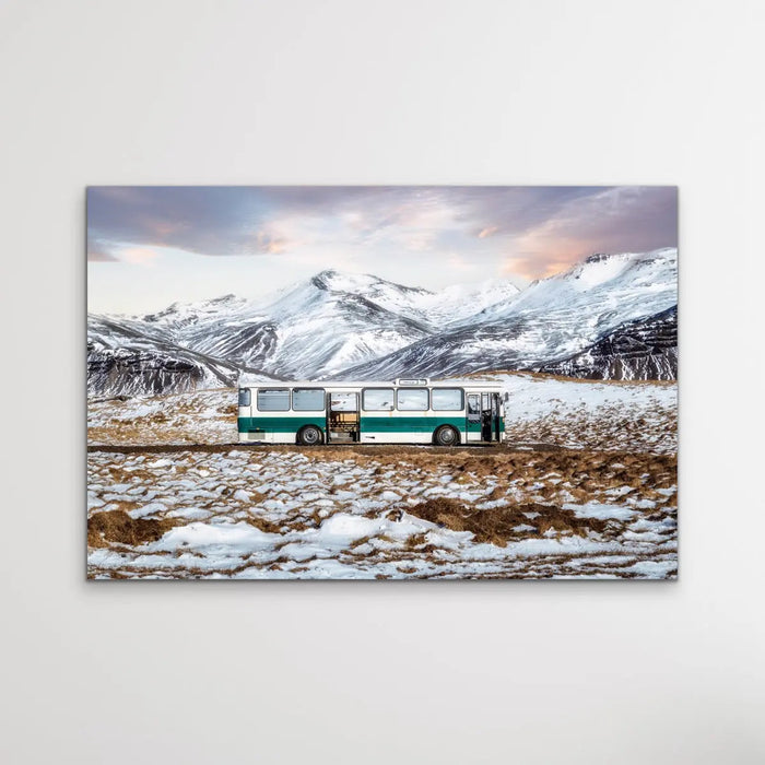 The Last Stop by Paco Herrero - Photographic Print of Bus In Iceland Landscape