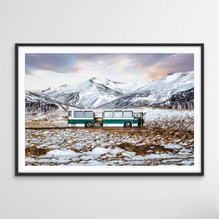 The Last Stop by Paco Herrero - Photographic Print of Bus In Iceland Landscape