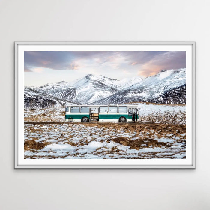 The Last Stop by Paco Herrero - Photographic Print of Bus In Iceland Landscape