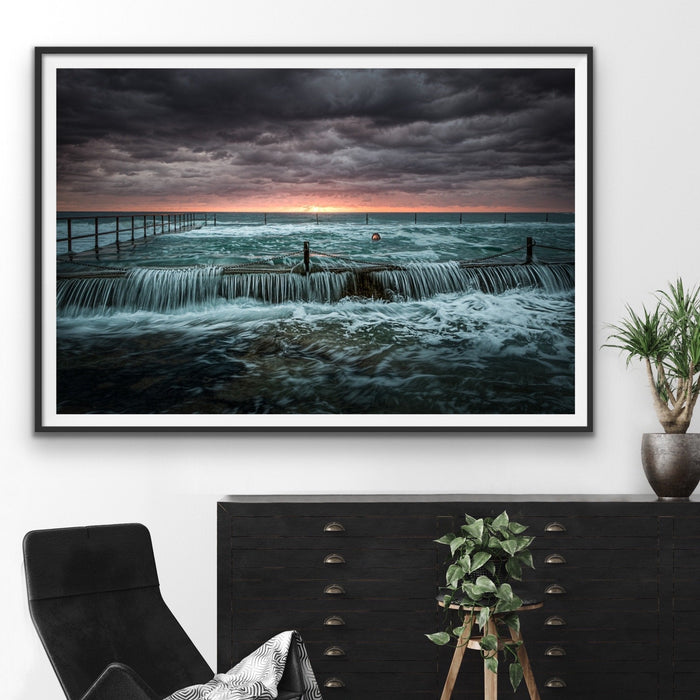 The Last Swimmer - Framed Photographic Sydney Pool Canvas Wall Art Print