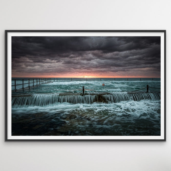 The Last Swimmer - Framed Photographic Sydney Pool Canvas Wall Art Print