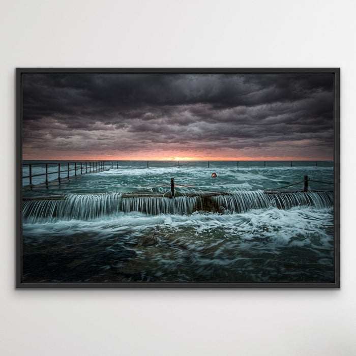 The Last Swimmer - Framed Photographic Sydney Pool Canvas Wall Art Print