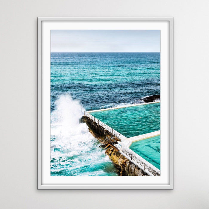 The Last Swimmer at Bondi - Coastal Beach Pool Photographic Canvas or Art Print