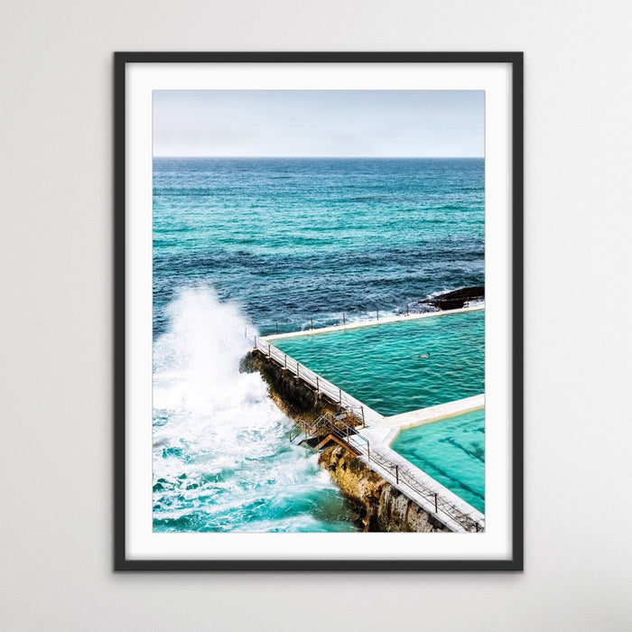 The Last Swimmer at Bondi - Coastal Beach Pool Photographic Canvas or Art Print