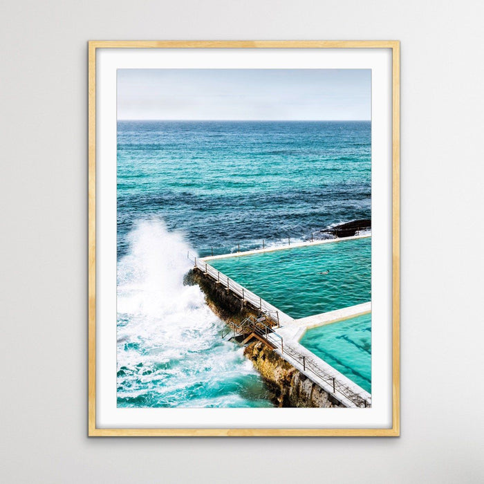 The Last Swimmer at Bondi - Coastal Beach Pool Photographic Canvas or Art Print