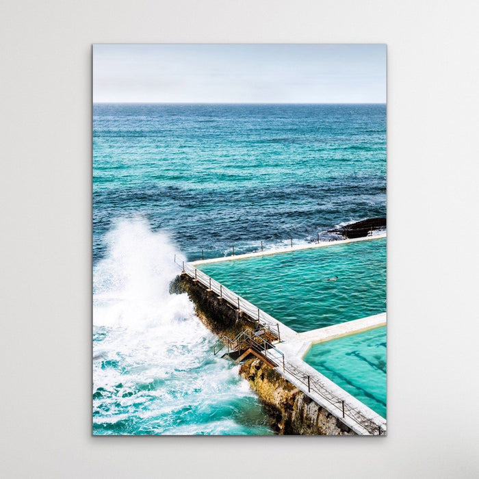 The Last Swimmer at Bondi - Coastal Beach Pool Photographic Canvas or Art Print