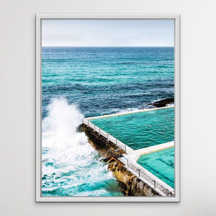 The Last Swimmer at Bondi - Coastal Beach Pool Photographic Canvas or Art Print