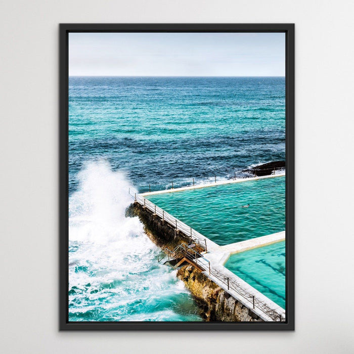 The Last Swimmer at Bondi - Coastal Beach Pool Photographic Canvas or Art Print