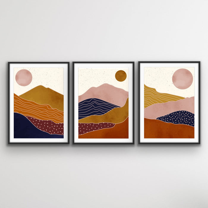 The Layers Of Earth - Abstract Boho Three Piece Print Set, Wall Art, Ozark Home 