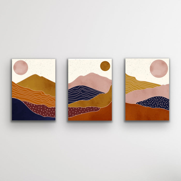 The Layers Of Earth - Abstract Boho Three Piece Print Set, Wall Art, Ozark Home 