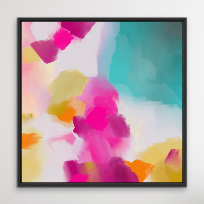 Tropical Shores - Abstract Pink and Turquoise Ocean Canvas Artwork Wall Art Print