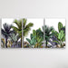 Tropical Skyline - Three Piece Jungle Monstera Palm Garden Stretched Canvas Print, Wall Art, Ozark Home 