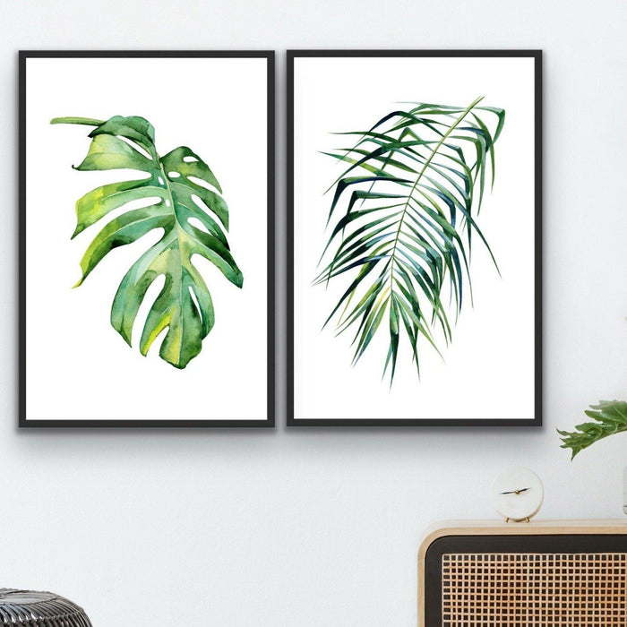 Two Piece Monstera and Coconut Palm Print Set, Wall Art, Ozark Home 