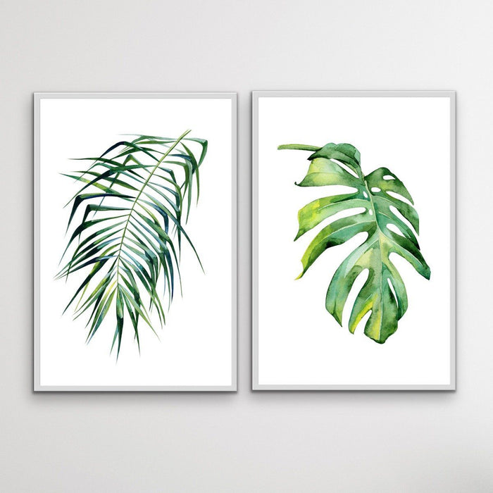 Two Piece Monstera and Coconut Palm Print Set, Wall Art, Ozark Home 