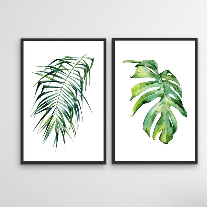 Two Piece Monstera and Coconut Palm Print Set, Wall Art, Ozark Home 