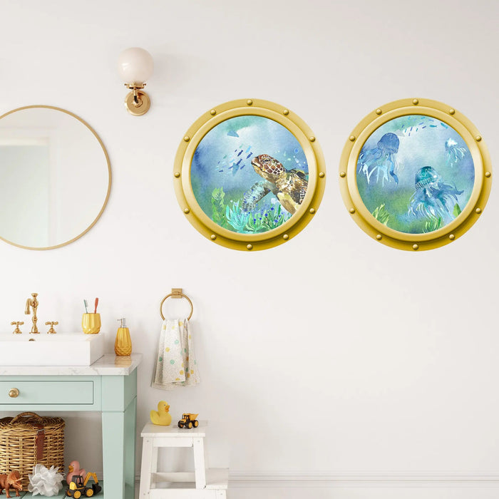 Under The Sea - Round Porthole Illustrations