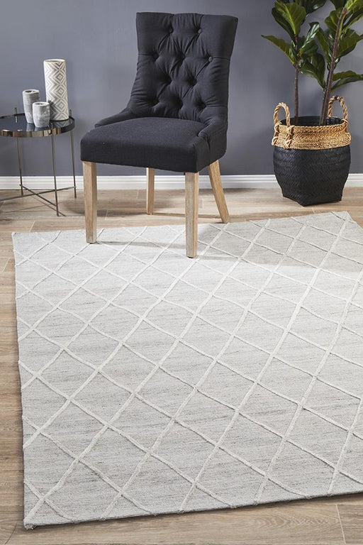 Vada Silver Winter Diamond Handtufted Contemporary Rug, Rugs, Ozark Home 