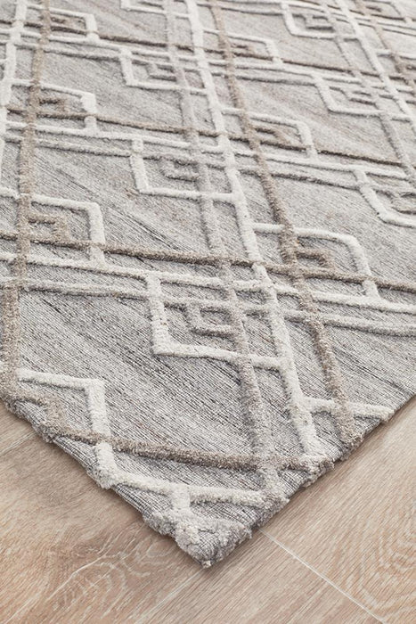 Vada Silver Winter Stream Handtufted Contemporary Rug, Rugs, Ozark Home 