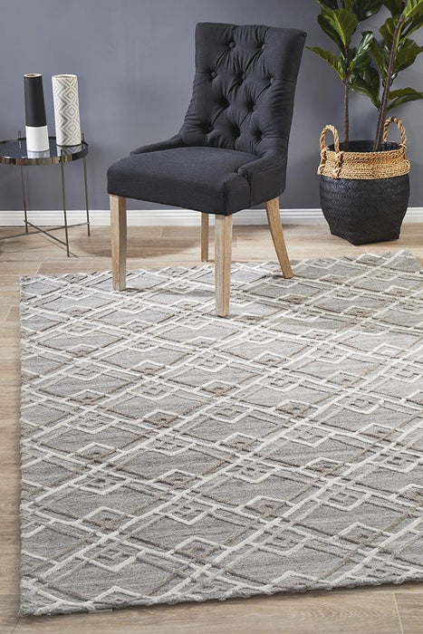 Vada Silver Winter Stream Handtufted Contemporary Rug, Rugs, Ozark Home 