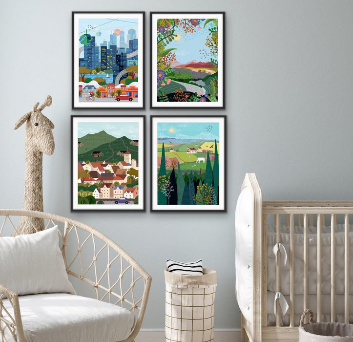 Wild - Illustration Of Wild Nature Scene for Kids Nursery - City Village Country Wild Set