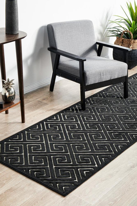 Luxor Black & Gold Art Deco Luxury Runner Rug, Rugs, Ozark Home 