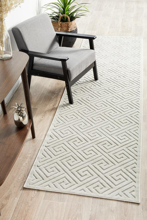 Luxor Natural & White Art Deco Luxury Runner Rug, Rugs, Ozark Home 