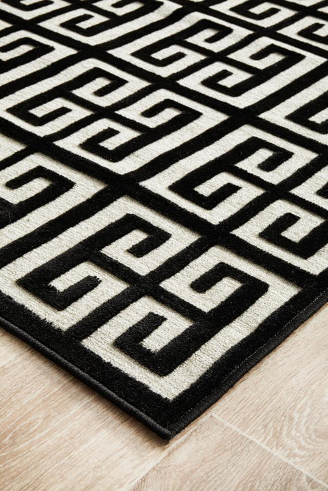 Luxor Black & Gold Art Deco Square Luxury Runner Rug, Rugs, Ozark Home 