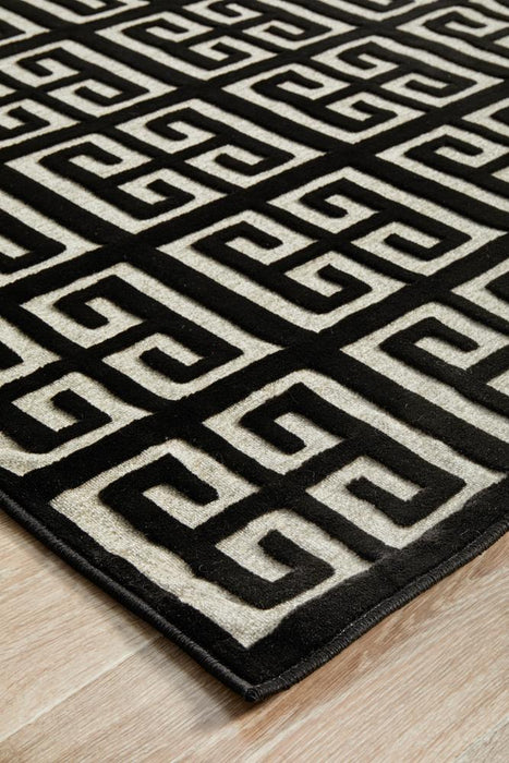 Luxor Black & Gold Art Deco Square Luxury Rug, Rugs, Ozark Home 