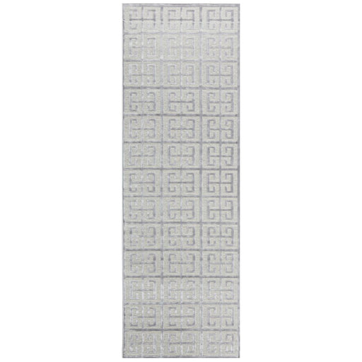 Luxor Silver Art Deco Square Luxury Runner Rug, Rugs, Ozark Home 