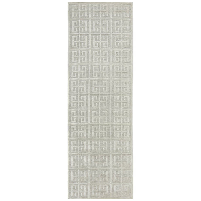 Luxor Natural & White Art Deco Square Luxury Runner Rug, Rugs, Ozark Home 