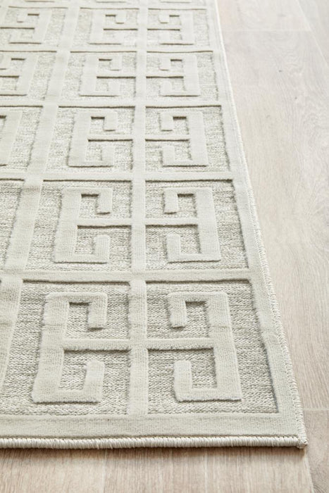 Luxor Natural & White Art Deco Square Luxury Runner Rug, Rugs, Ozark Home 