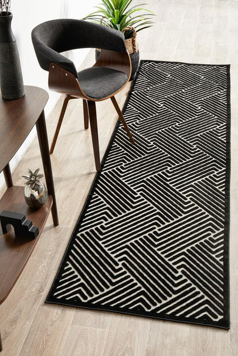 Luxor Black & Gold Art Deco Pattern Luxury Runner Rug, Rugs, Ozark Home 