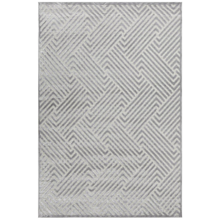 Luxor Silver Art Deco Pattern Luxury Rug, Rugs, Ozark Home 