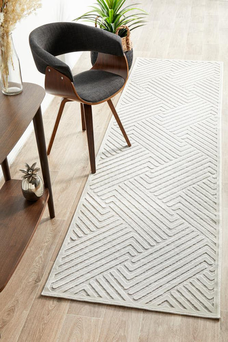 Luxor Natural & White Art Deco Pattern Luxury Runner Rug, Rugs, Ozark Home 