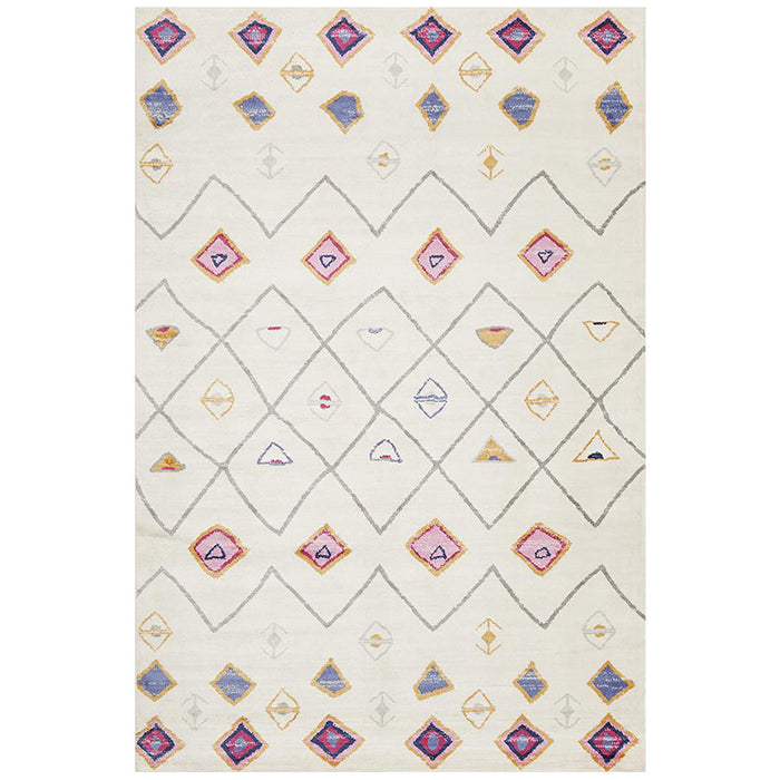 Zile White Diamond Pattern Vintage Rug, Rugs, Ozark Home 