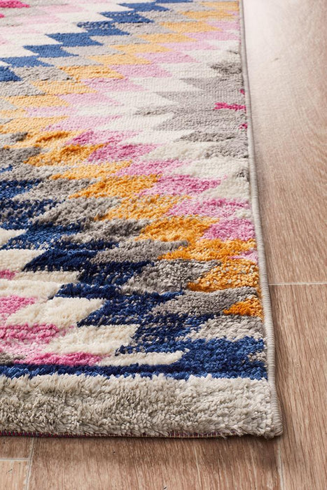 Zile Grey and Multicoloured Static Diamond Vintage Rug, Rugs, Ozark Home 