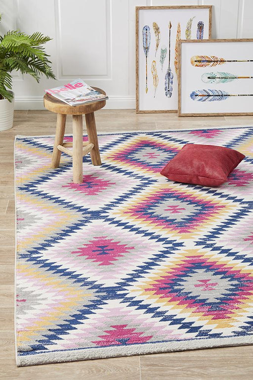 Zile Grey and Multicoloured Static Diamond Vintage Rug, Rugs, Ozark Home 