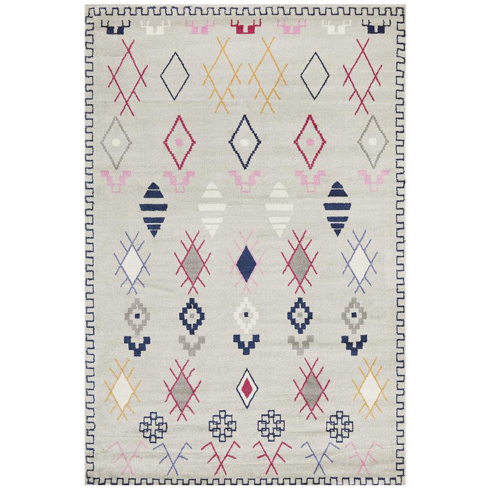 Zile Grey Aztec Symbol Diamond Vintage Rug, Rugs, Ozark Home 