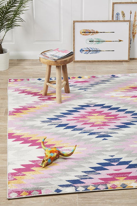 Zile Pink Static Diamond Vintage Rug, Rugs, Ozark Home 