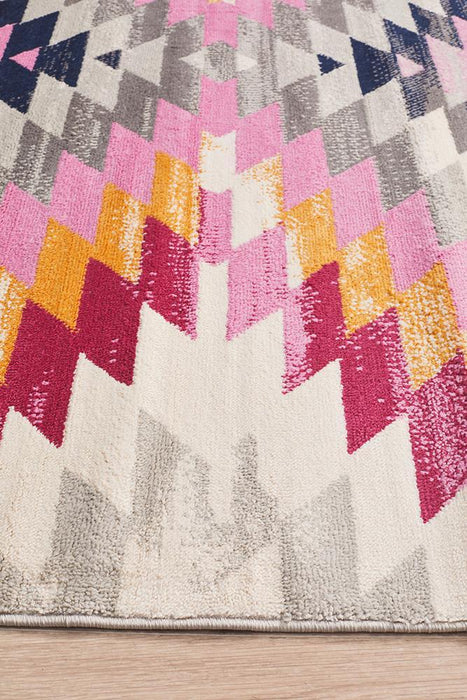 Zile Pink Static Diamond Vintage Rug, Rugs, Ozark Home 