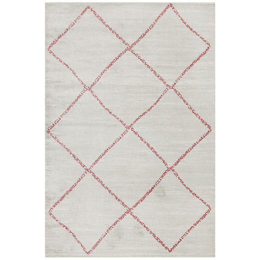 Zile Silver & Pink Diamond Pattern Vintage Rug, Rugs, Ozark Home 